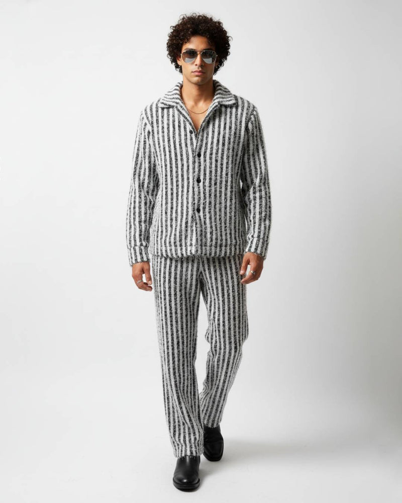 Black and White Striped Threaded Co-ords