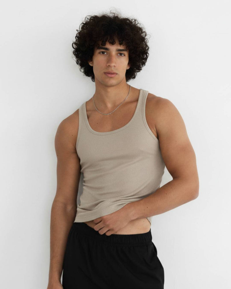 Tank Top - BEIGE, BLACK