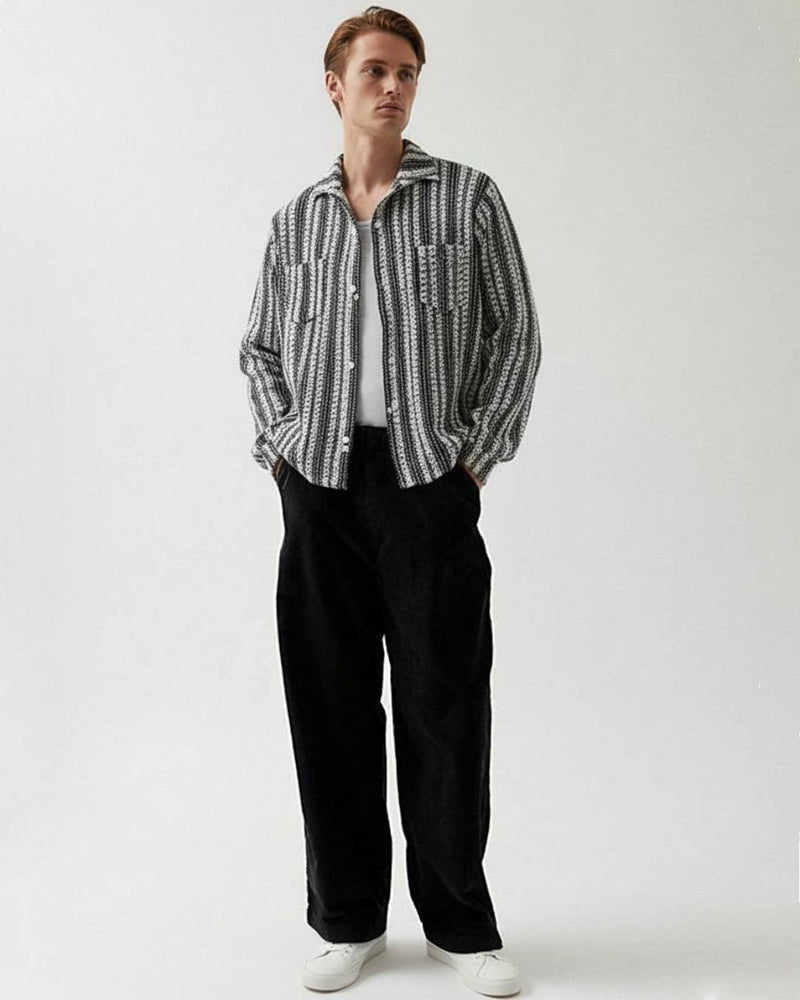 Black and White Knitted Shirt