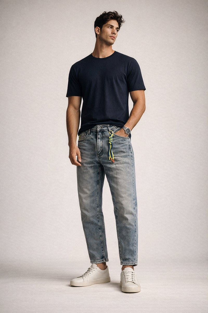 Denim Rope Tied Jean