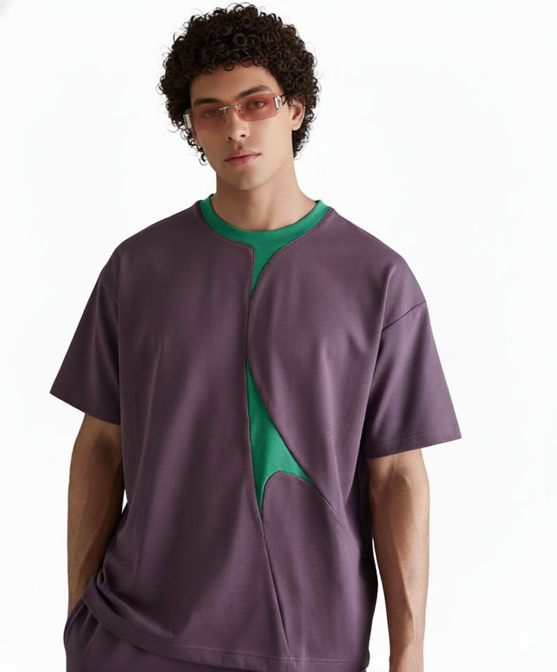 Purple t-Shirt with Green Neck