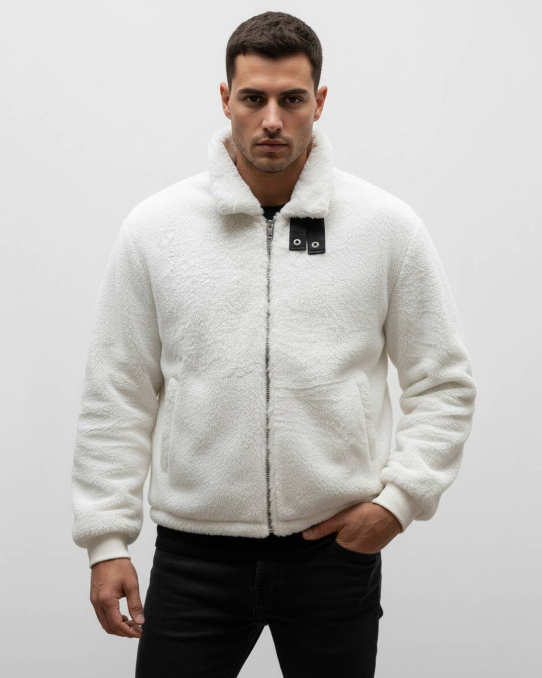 Furry high neck jacket