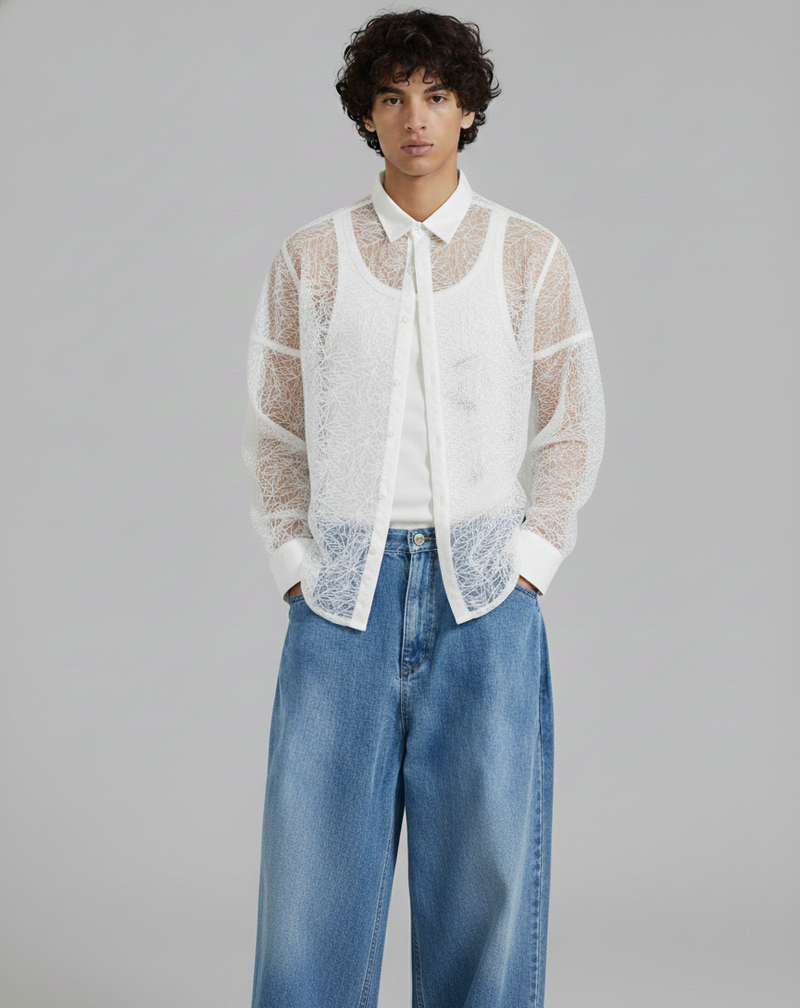Leaf Embroidered Shirt